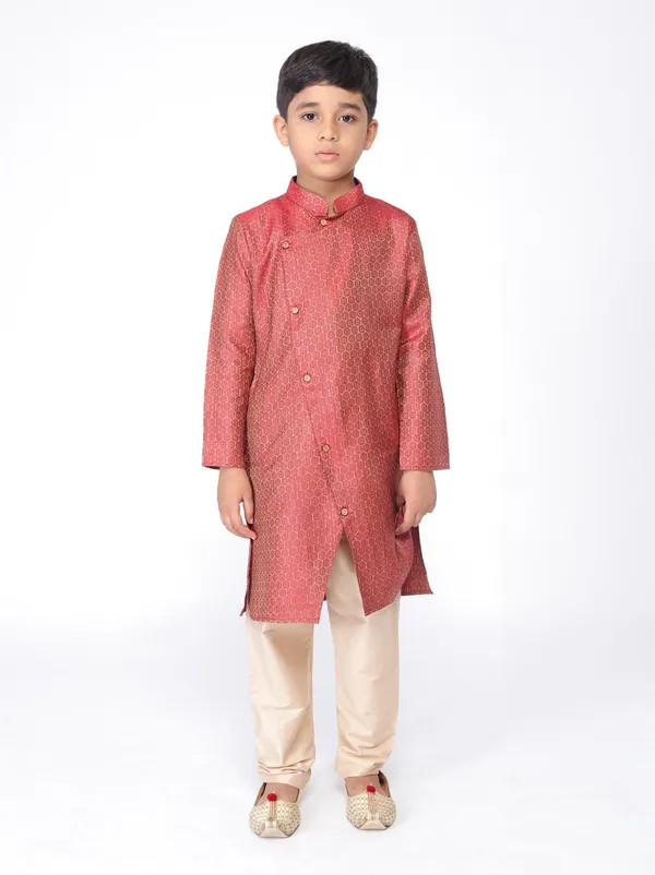 Tabard_Boys_Printed_Straight_Kurta_(Red)
