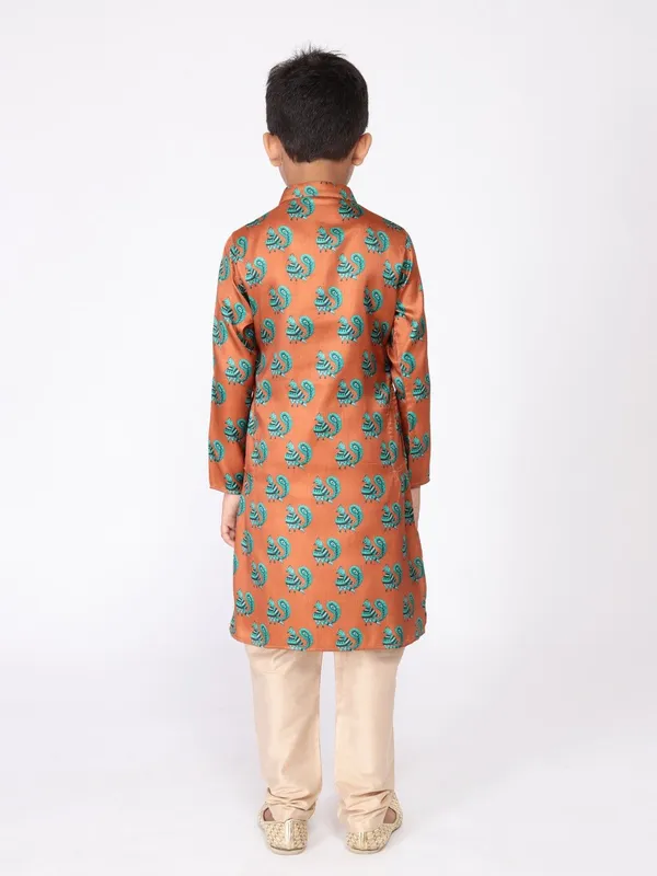 Tabard_Boys_Printed_Straight_Kurta_(Orange)