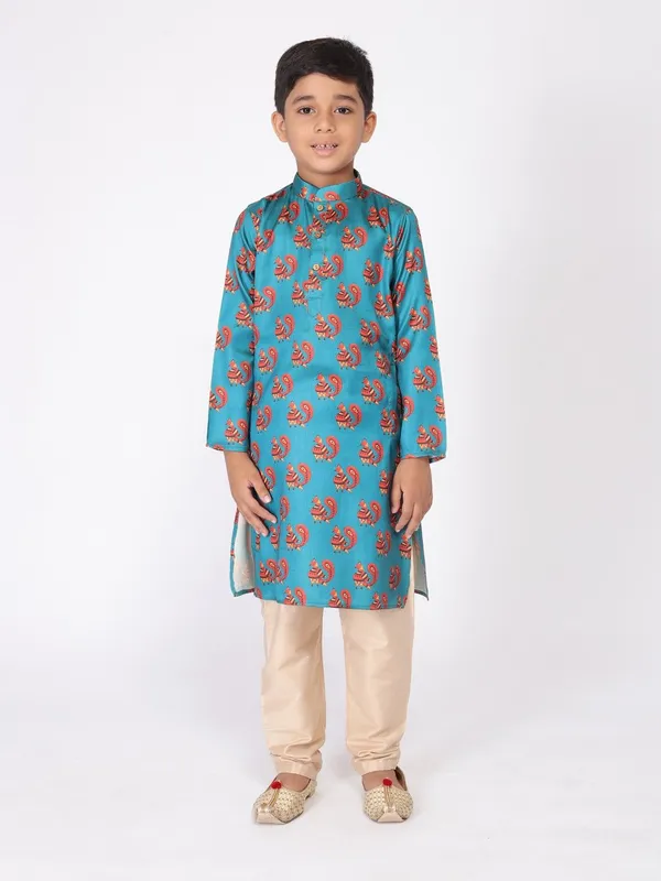 Tabard_Boys_Printed_Straight_Kurta_(Blue)