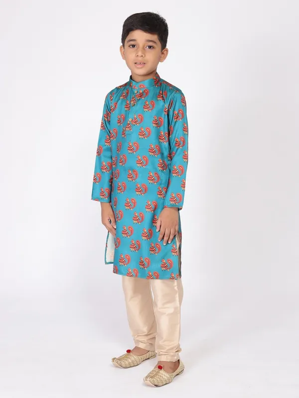 Tabard_Boys_Printed_Straight_Kurta_(Blue)