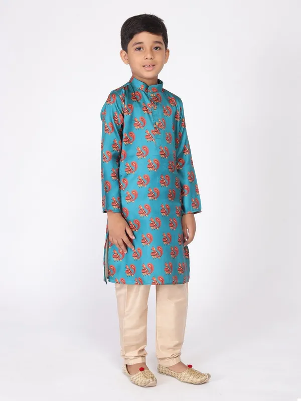 Tabard_Boys_Printed_Straight_Kurta_(Blue)