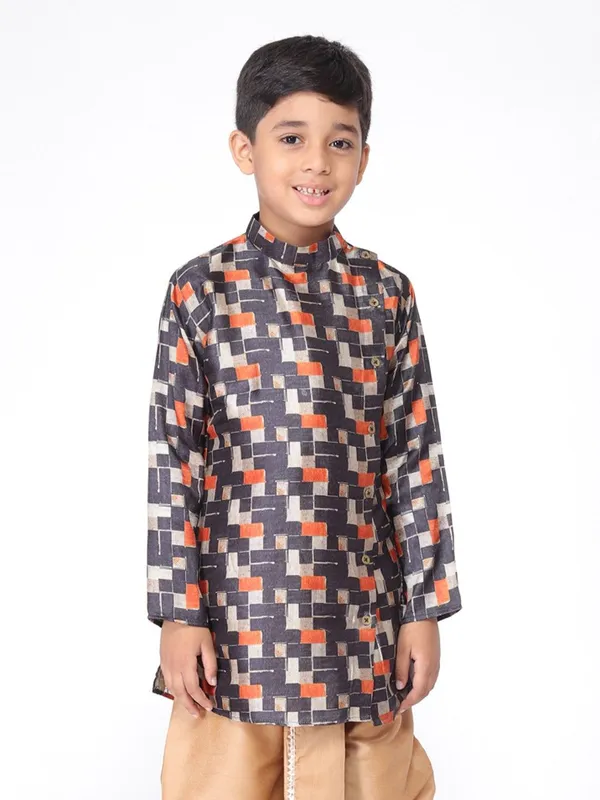Tabard_Boys_Printed_Straight_Kurta_(Black)