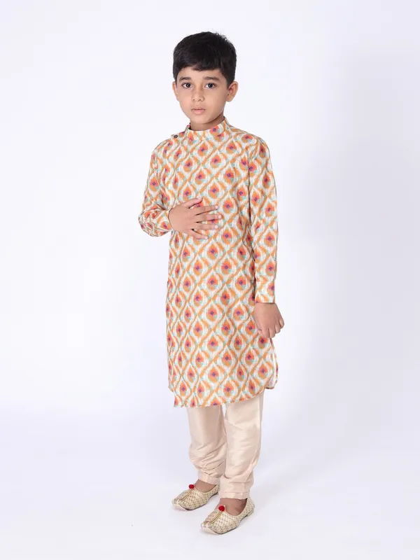 Tabard_Boys_Printed_Straight_Kurta_(Orange)