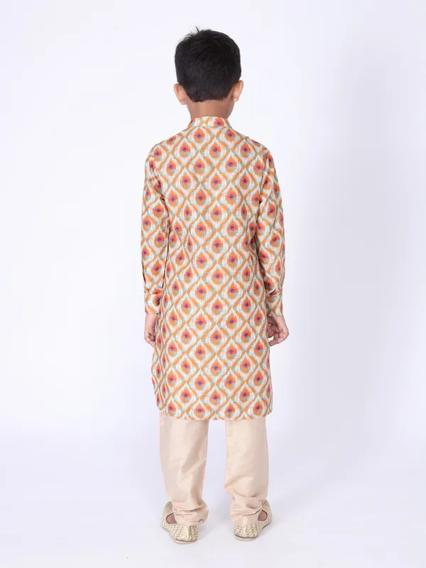 Tabard_Boys_Printed_Straight_Kurta_(Orange)