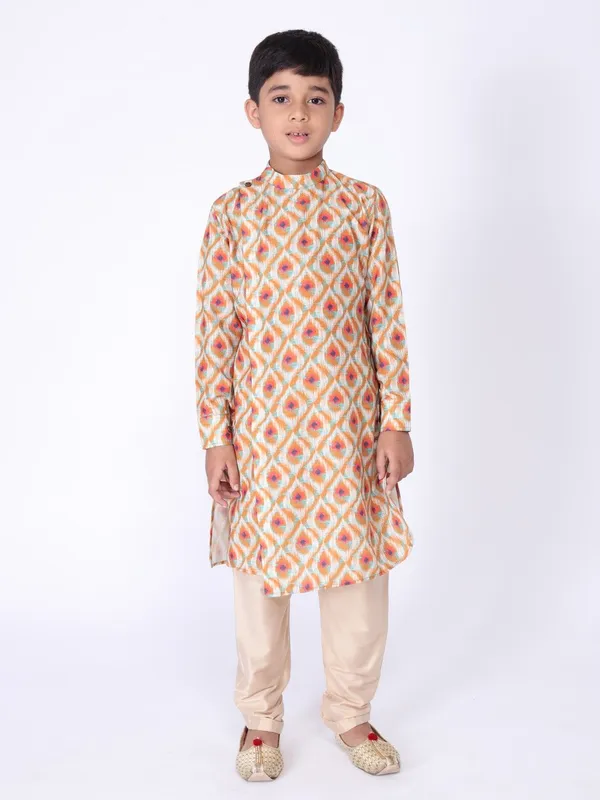 Tabard_Boys_Printed_Straight_Kurta_(Orange)
