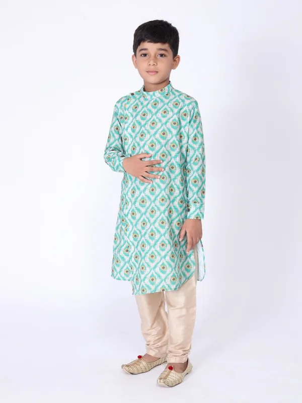 Tabard_Boys_Printed_Straight_Kurta_(Green)