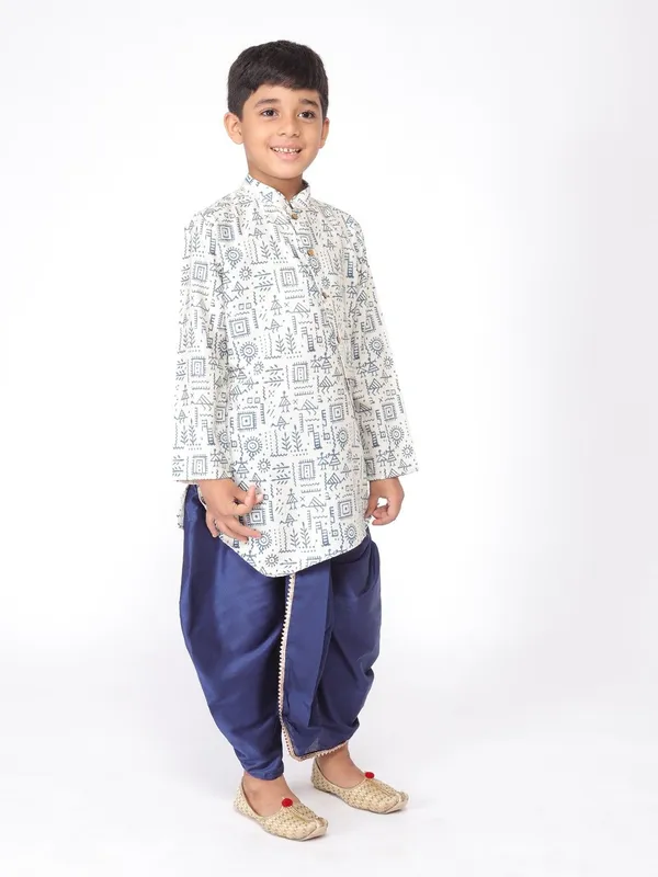 Tabard_Boys_Printed_Asymmetric_Kurta_(White)