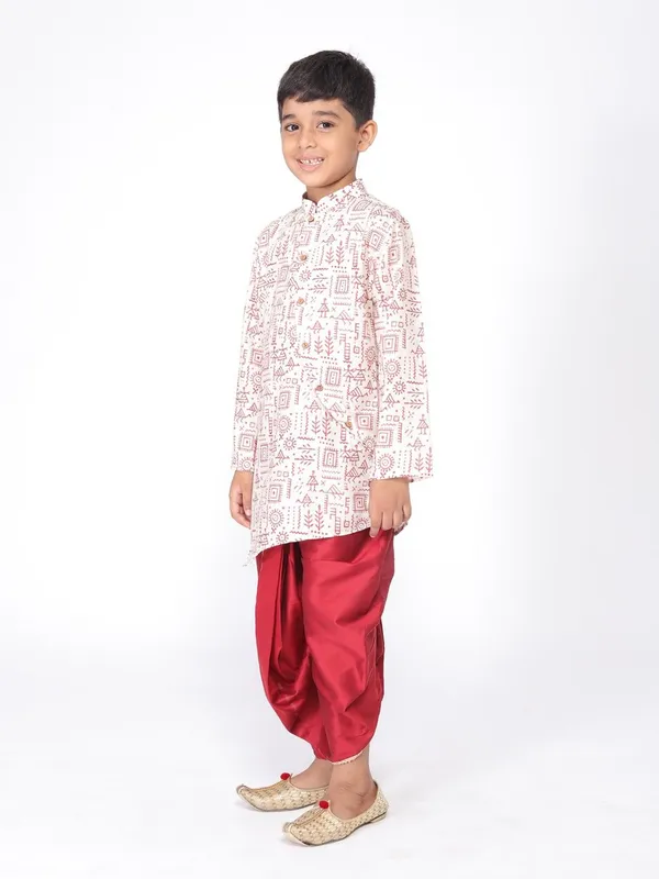 Tabard_Boys_Printed_Asymmetric_Kurta_(White)