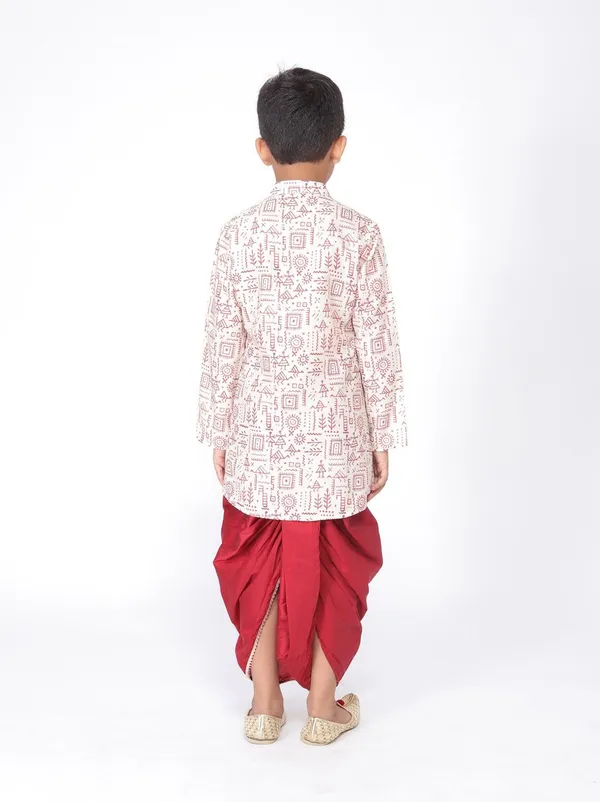 Tabard_Boys_Printed_Asymmetric_Kurta_(White)