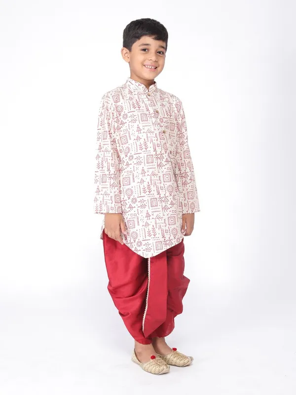 Tabard_Boys_Printed_Asymmetric_Kurta_(White)