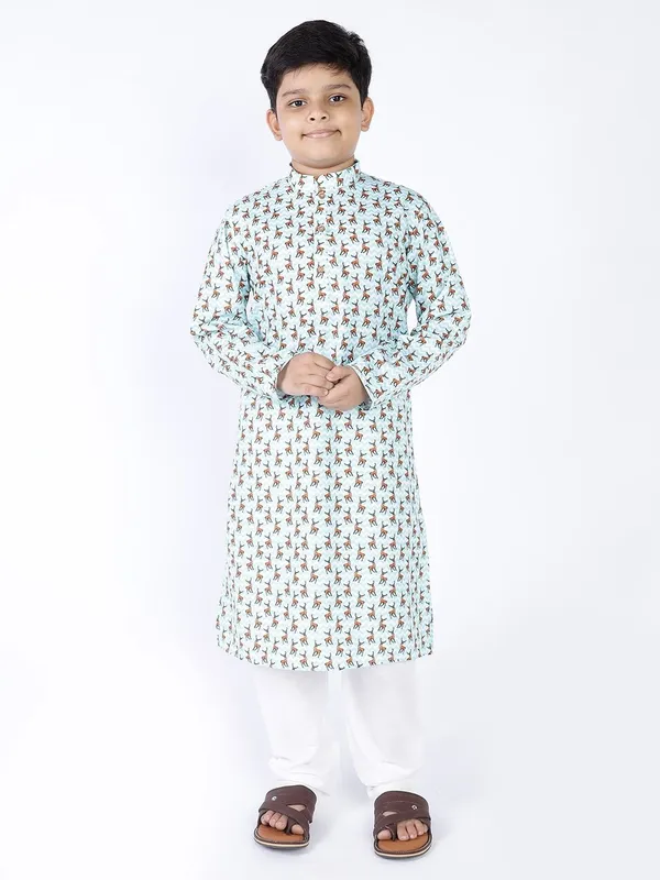 Tabard_Boys_Printed_Straight_Kurta_(Green)