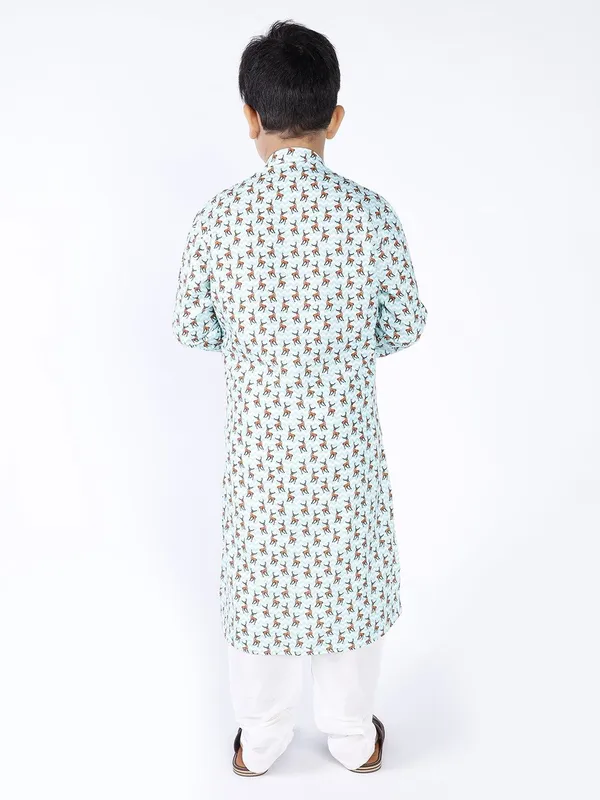 Tabard_Boys_Printed_Straight_Kurta_(Green)
