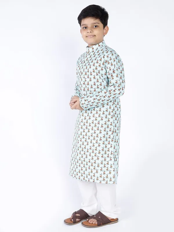 Tabard_Boys_Printed_Straight_Kurta_(Green)