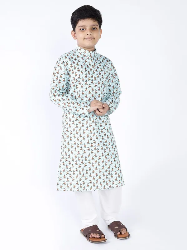 Tabard_Boys_Printed_Straight_Kurta_(Green)