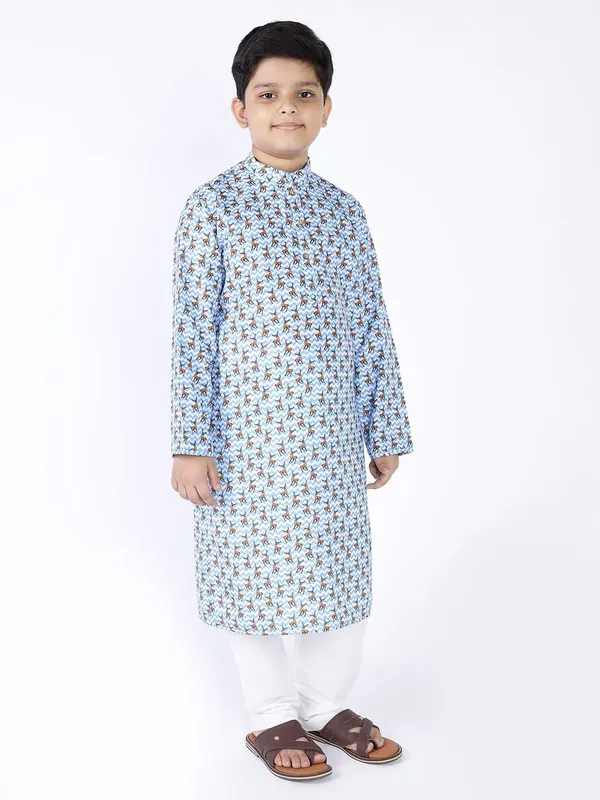Tabard_Boys_Printed_Straight_Kurta_(Blue)