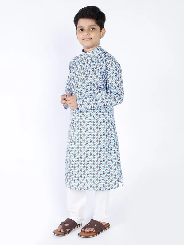 Tabard_Boys_Printed_Straight_Kurta_(Blue)