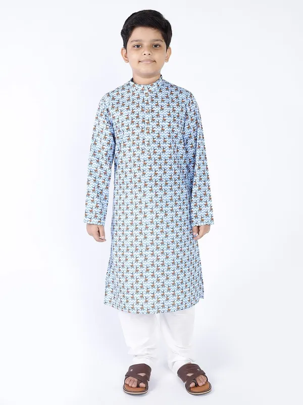 Tabard_Boys_Printed_Straight_Kurta_(Blue)