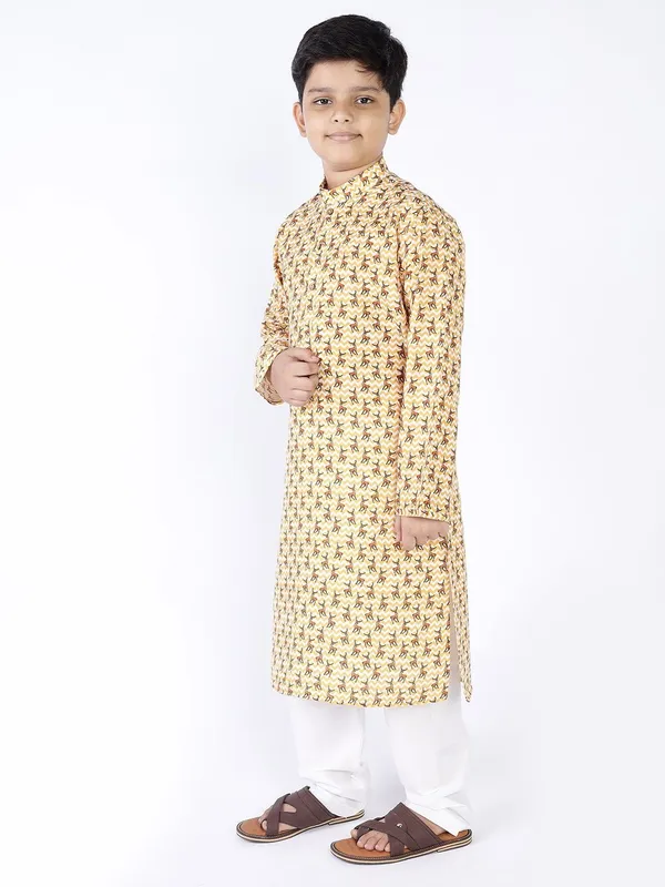 Tabard_Boys_Printed_Straight_Kurta_(Beige)