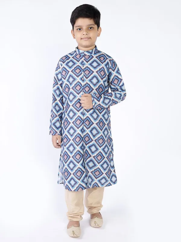 Tabard_Boys_Printed_Straight_Kurta_(Blue)
