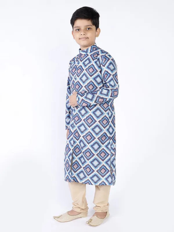 Tabard_Boys_Printed_Straight_Kurta_(Blue)