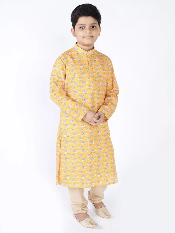 Tabard_Boys_Printed_Straight_Kurta_(Yellow)