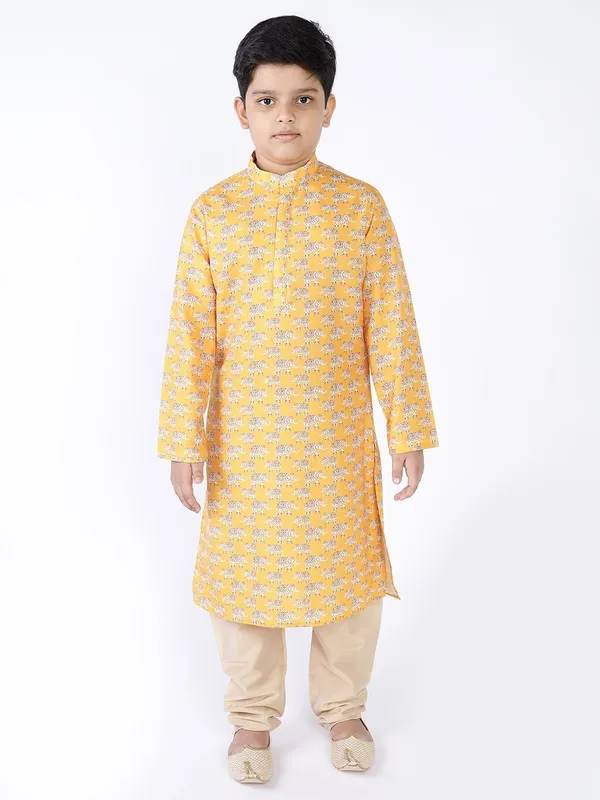 Tabard_Boys_Printed_Straight_Kurta_(Yellow)