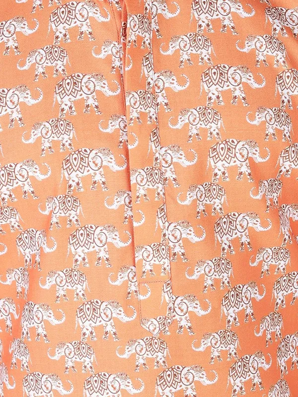 Tabard_Boys_Printed_Straight_Kurta_(Orange)