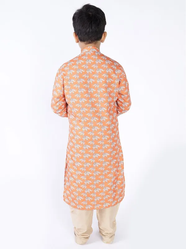 Tabard_Boys_Printed_Straight_Kurta_(Orange)