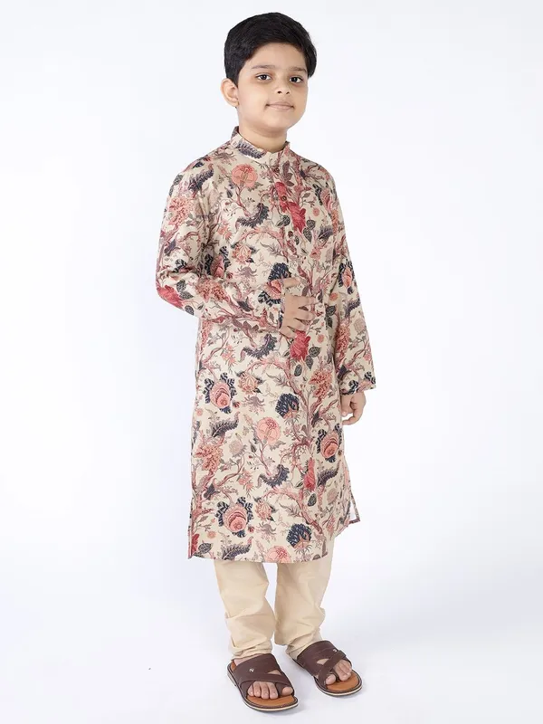 Tabard_Boys_Printed_Straight_Kurta_(Beige)
