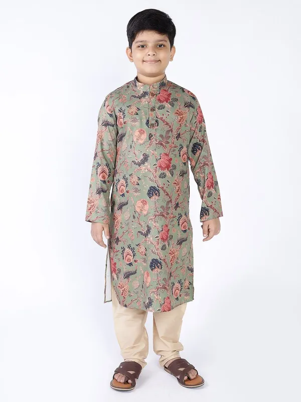 Tabard_Boys_Printed_Straight_Kurta_(Green)