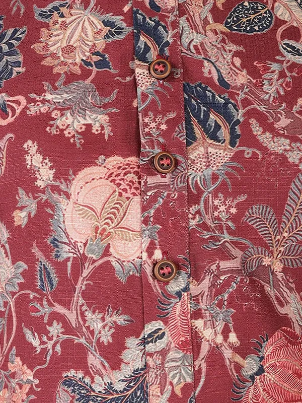 Tabard_Boys_Printed_Straight_Kurta_(Maroon)