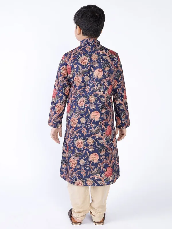 Tabard_Boys_Floral_Print_Straight_Kurta_(Blue)