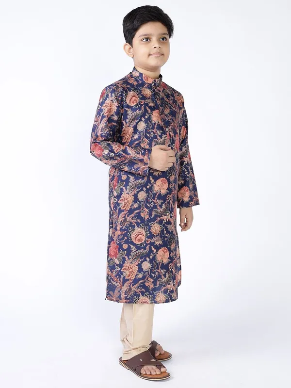 Tabard_Boys_Floral_Print_Straight_Kurta_(Blue)