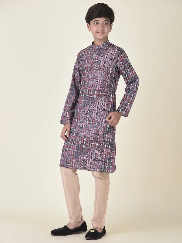 Tabard_Boys_Printed_Straight_Kurta_(Maroon)