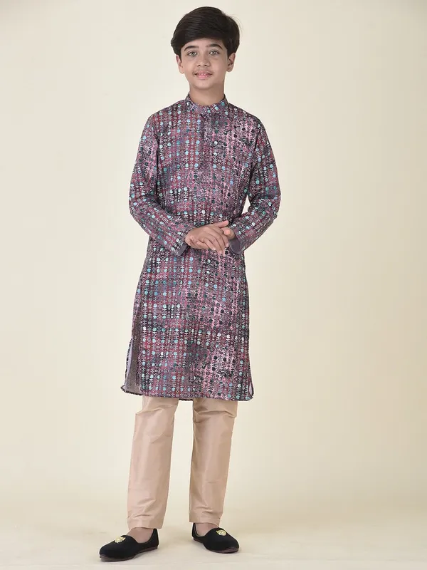 Tabard_Boys_Printed_Straight_Kurta_(Maroon)