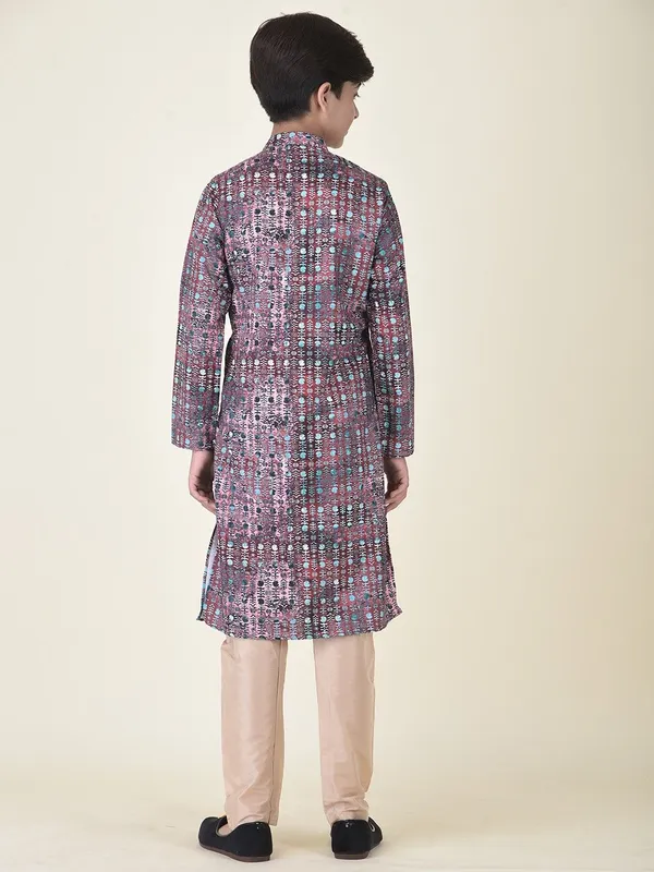 Tabard_Boys_Printed_Straight_Kurta_(Maroon)
