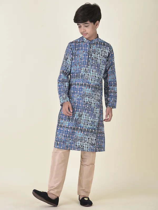 Tabard_Boys_Printed_Straight_Kurta_(Blue)