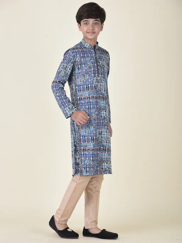Tabard_Boys_Printed_Straight_Kurta_(Blue)