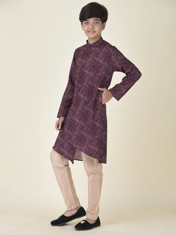 Tabard_Boys_Printed_Straight_Kurta_(Purple)