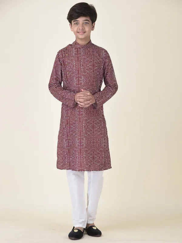 Tabard_Boys_Printed_Straight_Kurta_(Maroon)