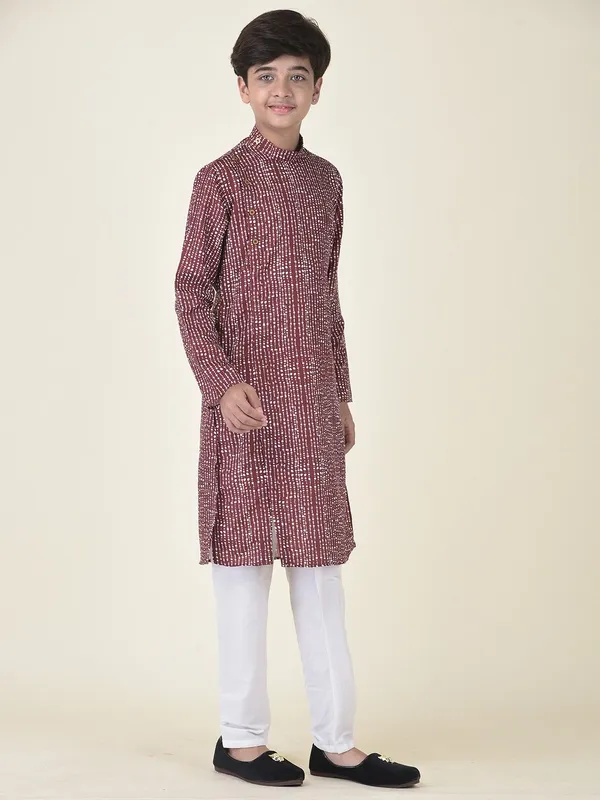 Tabard_Boys_Printed_Straight_Kurta_(Maroon)