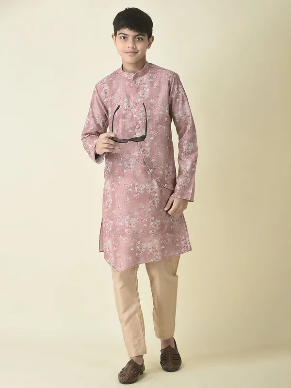 Tabard_Boys_Printed_Straight_Kurta_(Pink)