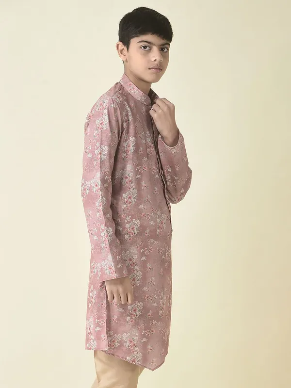 Tabard_Boys_Printed_Straight_Kurta_(Pink)