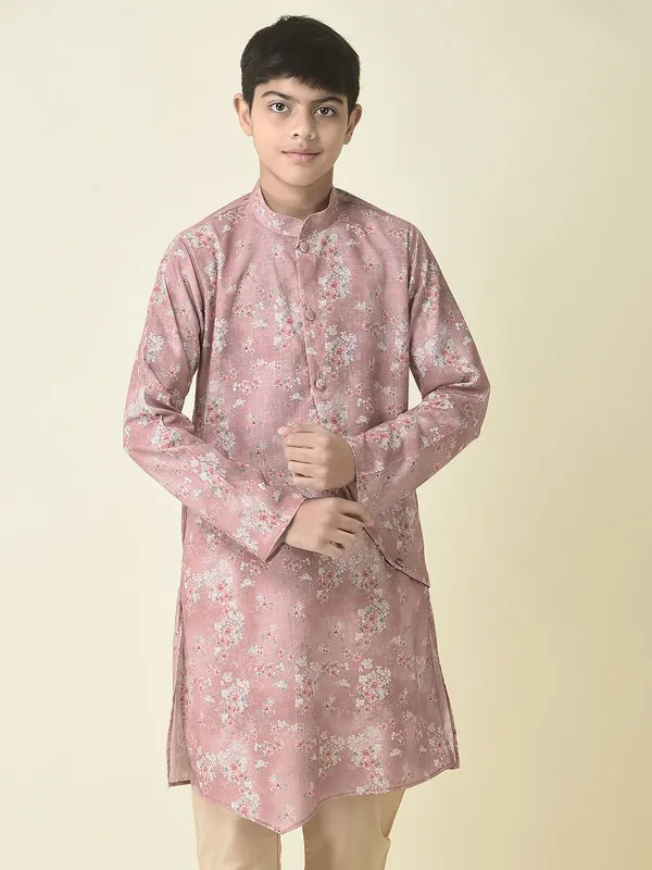 Tabard_Boys_Printed_Straight_Kurta_(Pink)