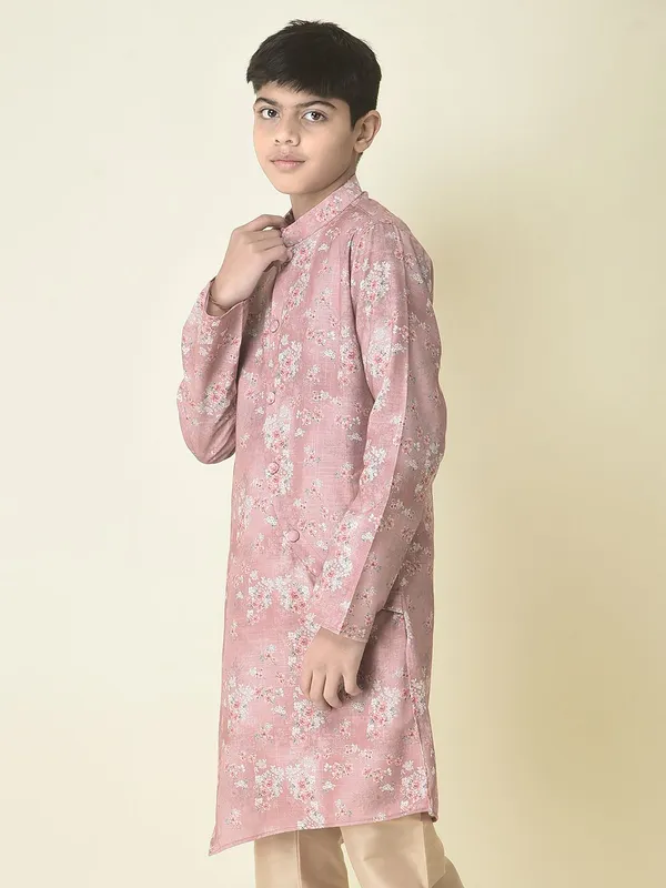 Tabard_Boys_Printed_Straight_Kurta_(Pink)