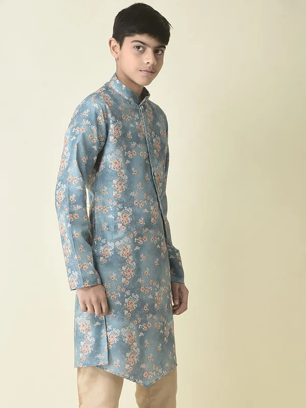 Tabard_Boys_Printed_Straight_Kurta_(Grey)