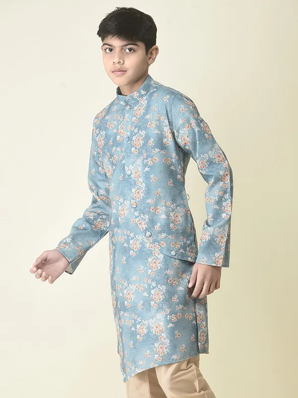 Tabard_Boys_Printed_Straight_Kurta_(Grey)