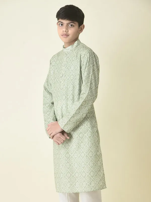 Tabard_Boys_Printed_Straight_Kurta_(Green)