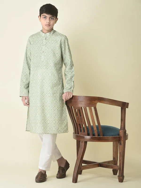 Tabard_Boys_Printed_Straight_Kurta_(Green)