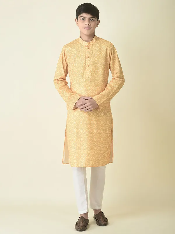 Tabard_Boys_Printed_Straight_Kurta_(Yellow)